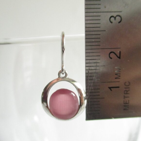 Solid Silver Sterling and Pink Quartz Drop Earrings and Pendant - Picture 10 of 11